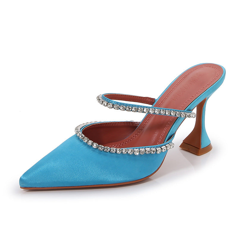Women's Fashion Pointed Toe Rhinestone High-heeled Sandals