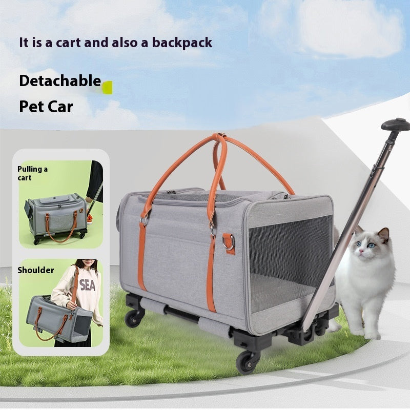 Multifunctional Cat Bag Outdoor Portable Removable Universal Wheel With Pull Rod