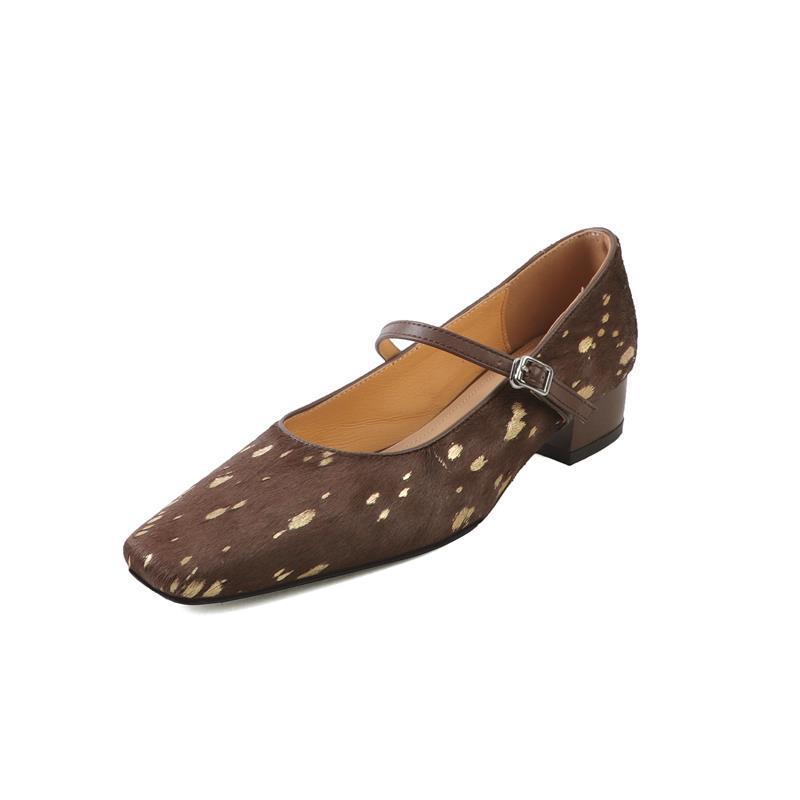 Square Head French Buckle Ballet Pumps Women