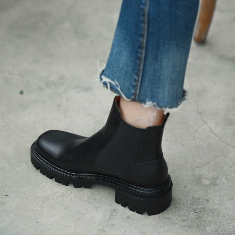 Women's Martin Boots With Square Heel Platform Ankle Boots