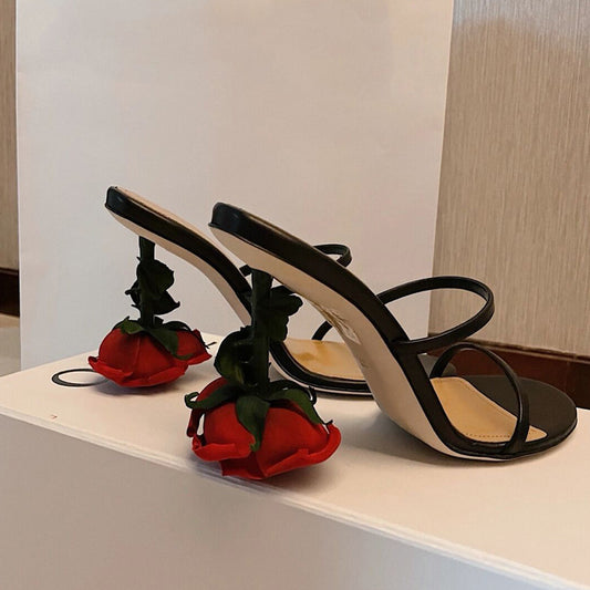 One Word Strap Sandals Women's Niche Stiletto High Heels Slippers