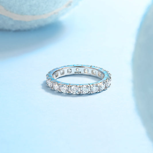 Van Gogh Starry Sky - A Wedding Ring Set With 0.1-carat Top-quality Moissanite S925 Silver And Platinum-plated Diamond. The Ring Can Be Inspected With A Diamond Pen