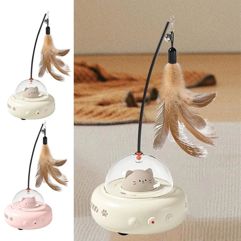 Electric Cat Interactive Toy Pet Toys With Feather Cat Teaser Wand Rechargeable Electric Sensing Pet Toys For Chasing Training