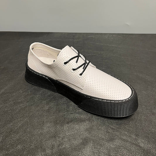 Breathable Comfortable Casual Shoes Soft Leather White Shoes
