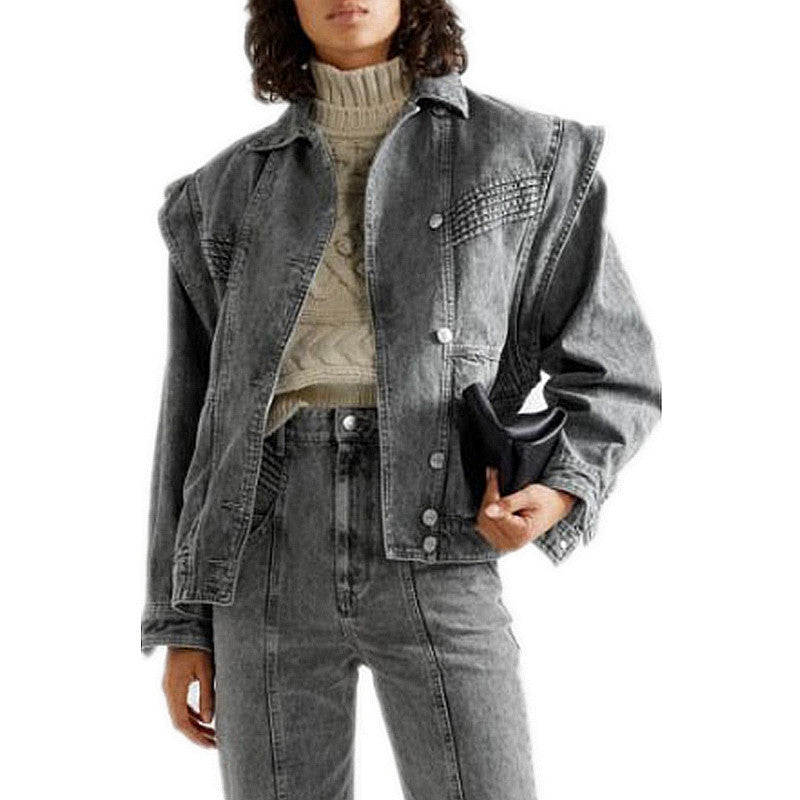 Denim jacket with detachable sleeves