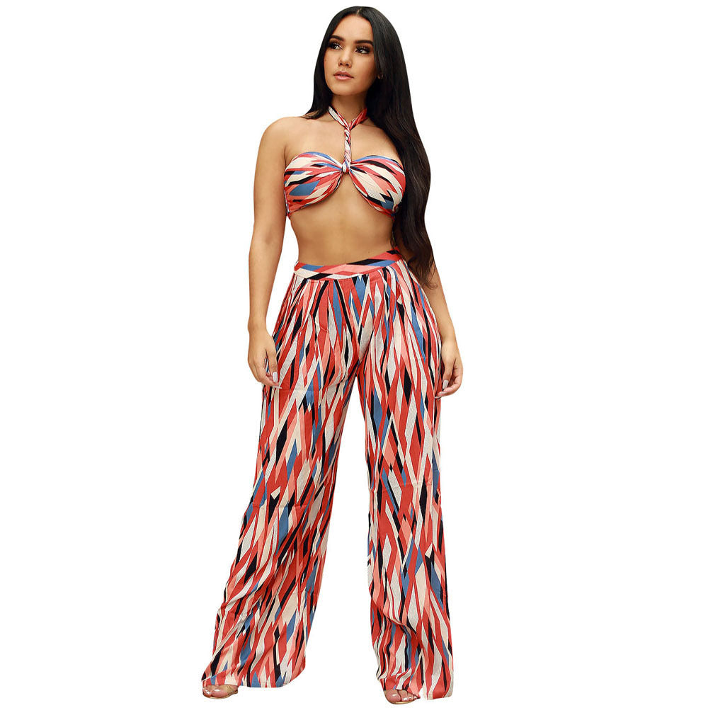 Women's Summer New Sexy Printed Strapless Style Two-piece