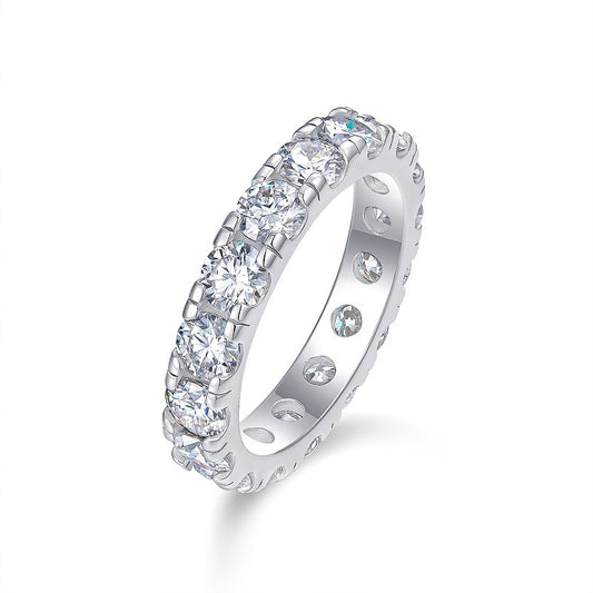 Yearning - A Wedding Ring Set With 0.3-carat Top-quality Moissanite S925 Silver And Platinum-plated Diamond. The Ring Can Be Inspected With A Diamond Pen