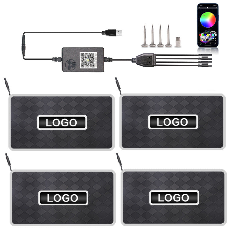 Car Foot Mat Ambience Light Led Car Decorative Light Bluetooth RGB Foot Sound Control Rhythm Lamp