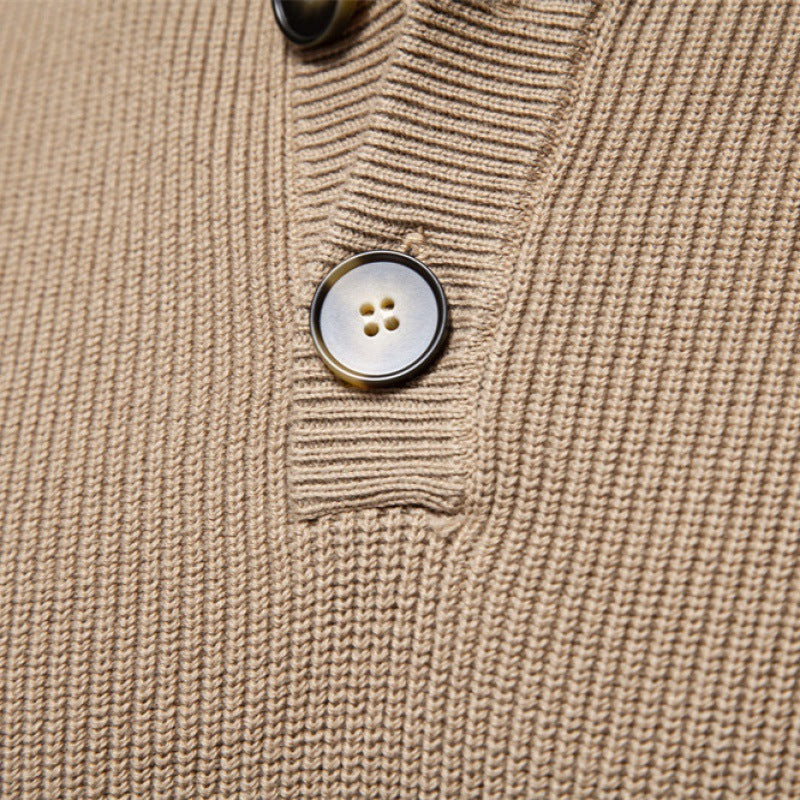 Stand Collar Men's High Quality Business Sweater Solid Color Casual Sweater