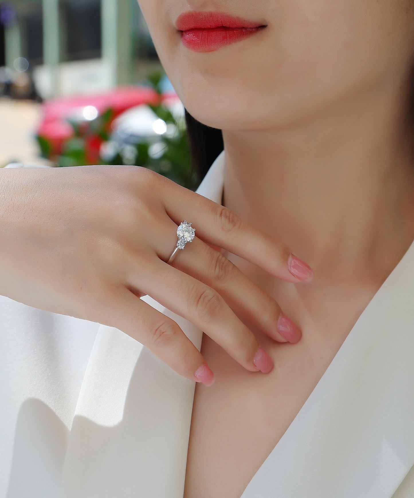 Starlight - A 2-carat Top-quality Moissanite S925 Silver Diamond Wedding Ring With Gold Plating. The Ring Can Be Inspected With A Diamond Pen