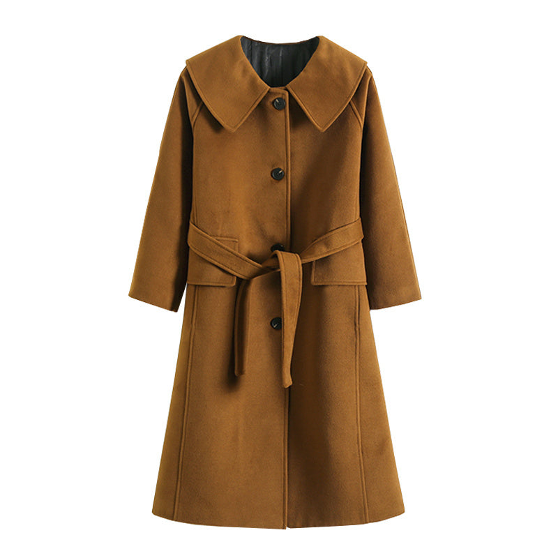 Women's Temperament Single-breasted Mid-length Lapel Tweed Jacket
