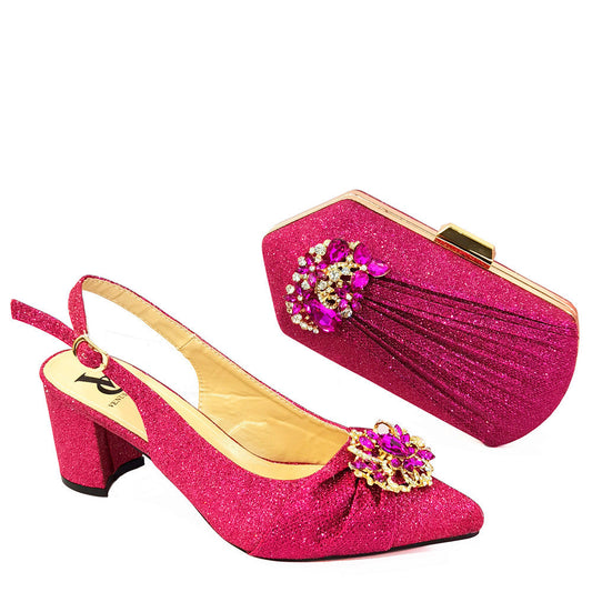 Pointed High Heel Sandals With Chain Crossbody Bag