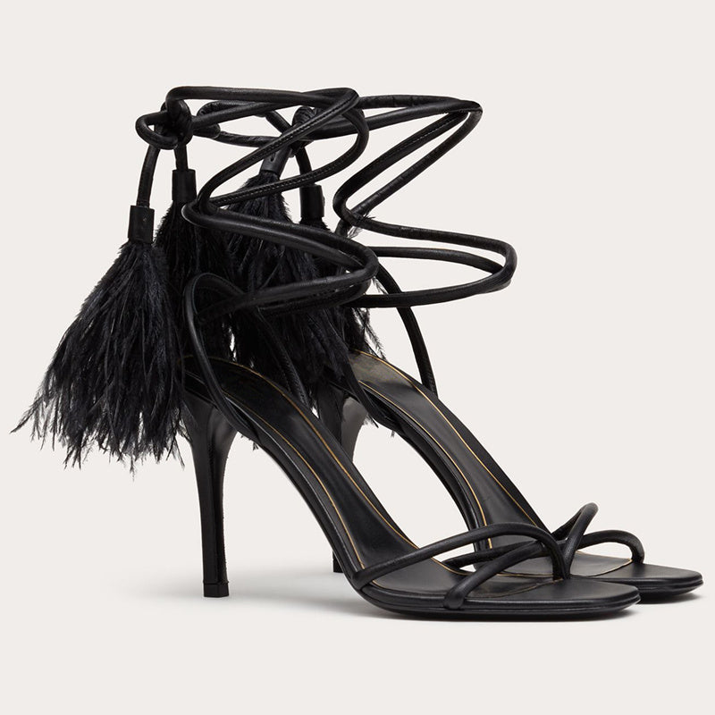 Lace-up Feather  Versatile One-Line Roman Sandals