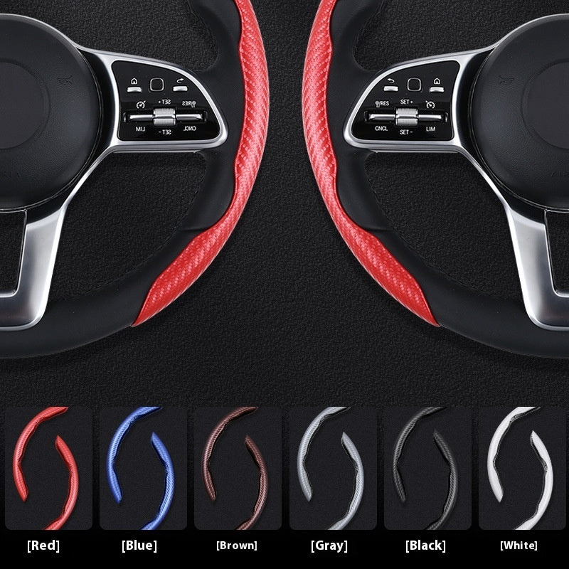 Steering Wheel Cover Sweat-absorbent Suede Carbon Fiber Pattern Protective Cover