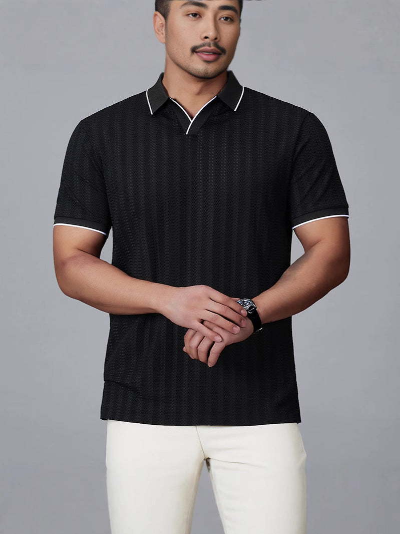 Men's Short-sleeved Polo Shirt Casual Ice Silk Thin T-shirt