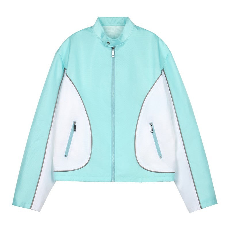 American Retro Patchwork Contrasting Motorcycle Suit