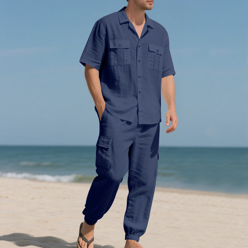 Workwear Casual Shirt Short Sleeve Trousers Suit