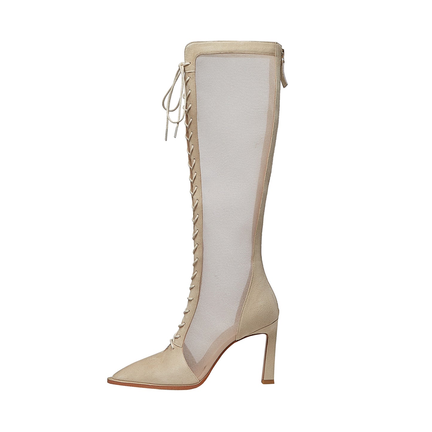 Stiletto Heels Pointy Toe Cross Strap Sandal Boots Mesh Fashion