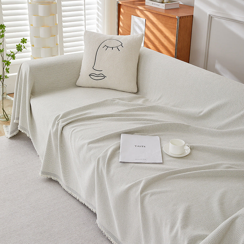 Chenille Herringbone Pattern Sofa Towel Cover Cloth Non-slip Stain Resistant All-inclusive Sofa Cover