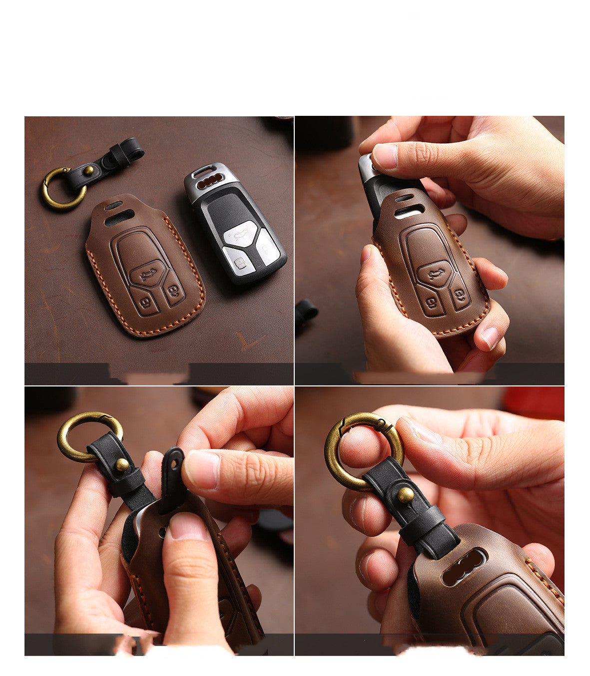 Leather Car Key Case Crazy Horse Leather