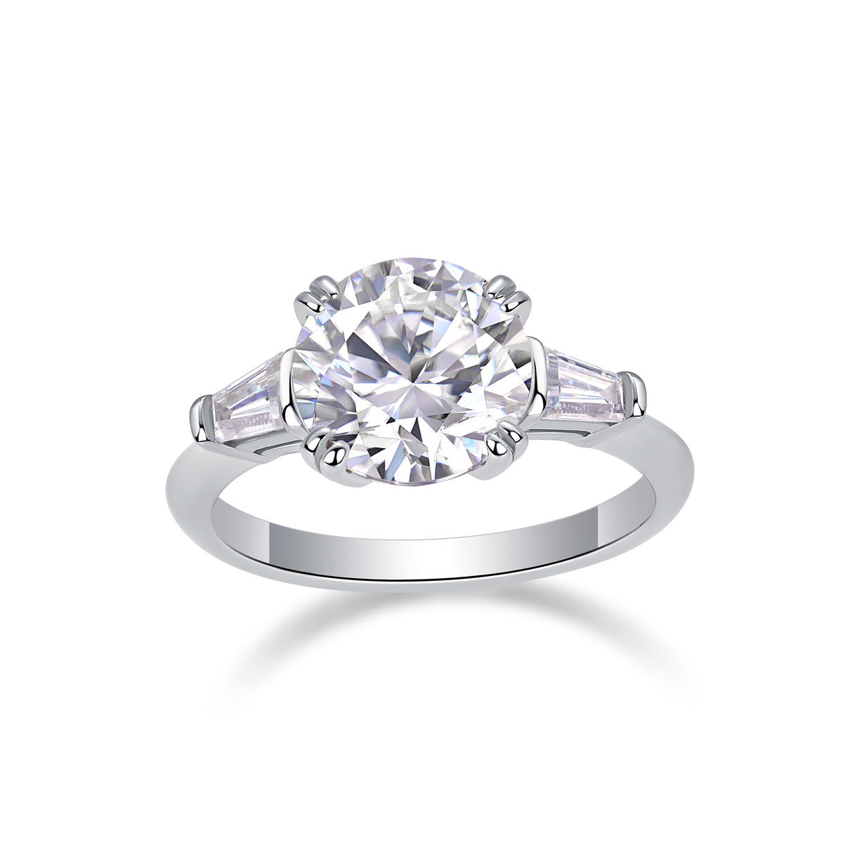 The Glorious Path - A Wedding Ring Set With Top-quality Octagonal Moissanite S925 In Silver And Platinum-plated. The Ring Can Be Inspected With A Diamond Pen