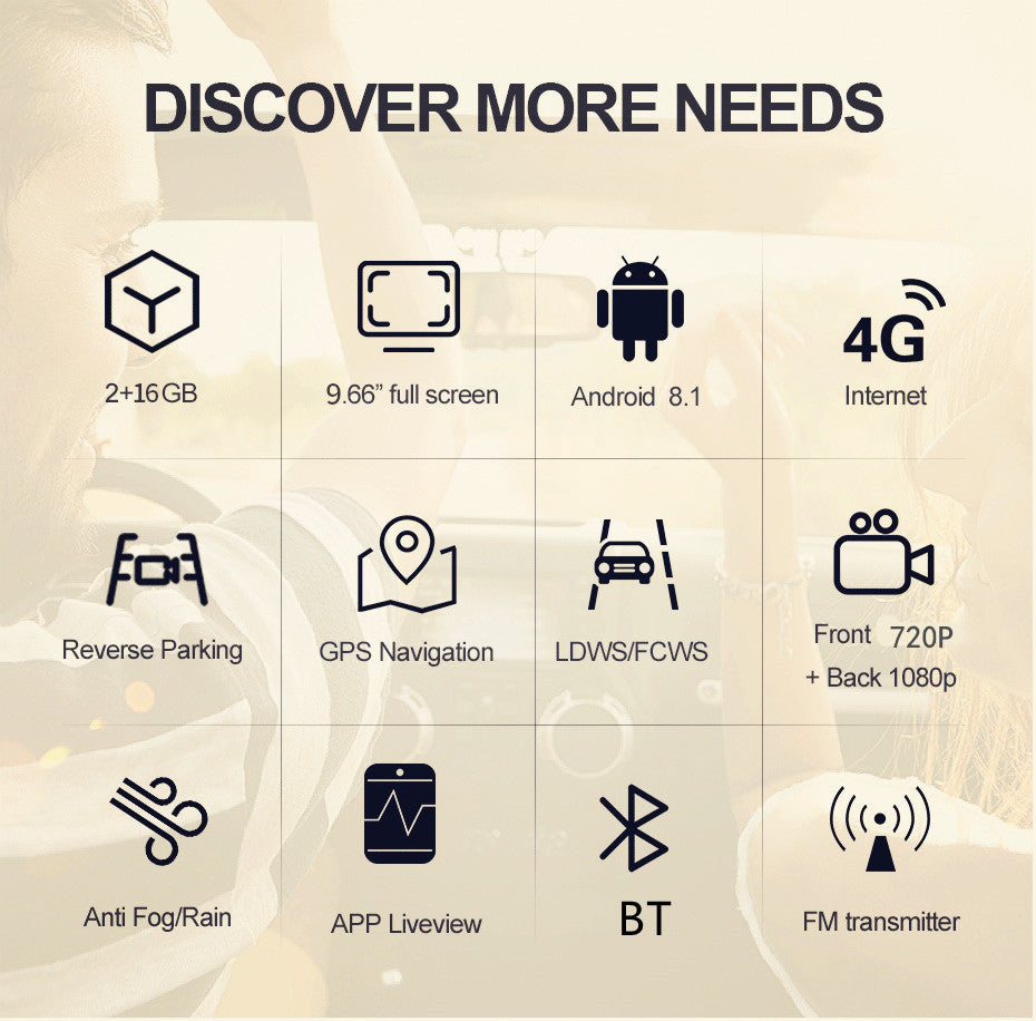 Streaming Media Rearview Mirror Driving Recorder 10 Inch Full Screen