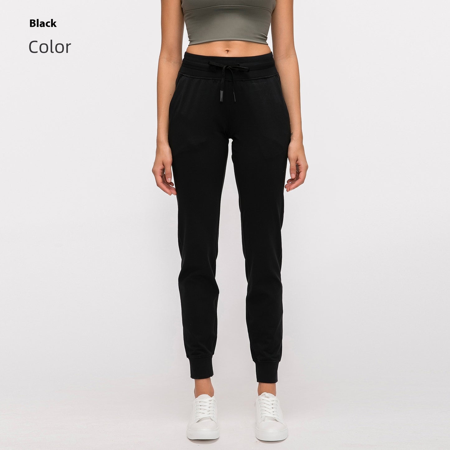 High Waist Yoga Pants Women's Drawstring Quick-drying Elastic Running Fitness