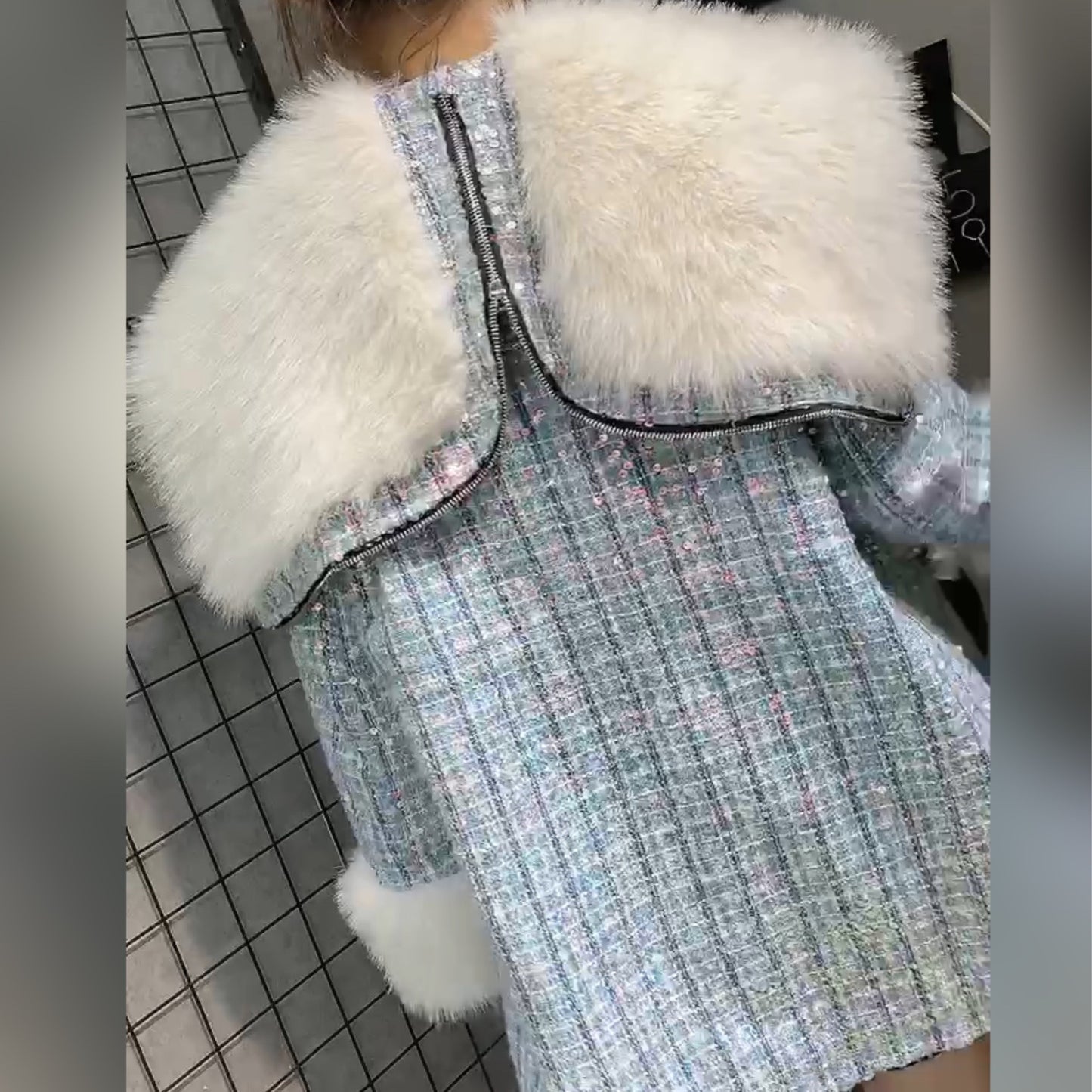 Women's Woolen Wool One-weight Sequined Casual Jacket