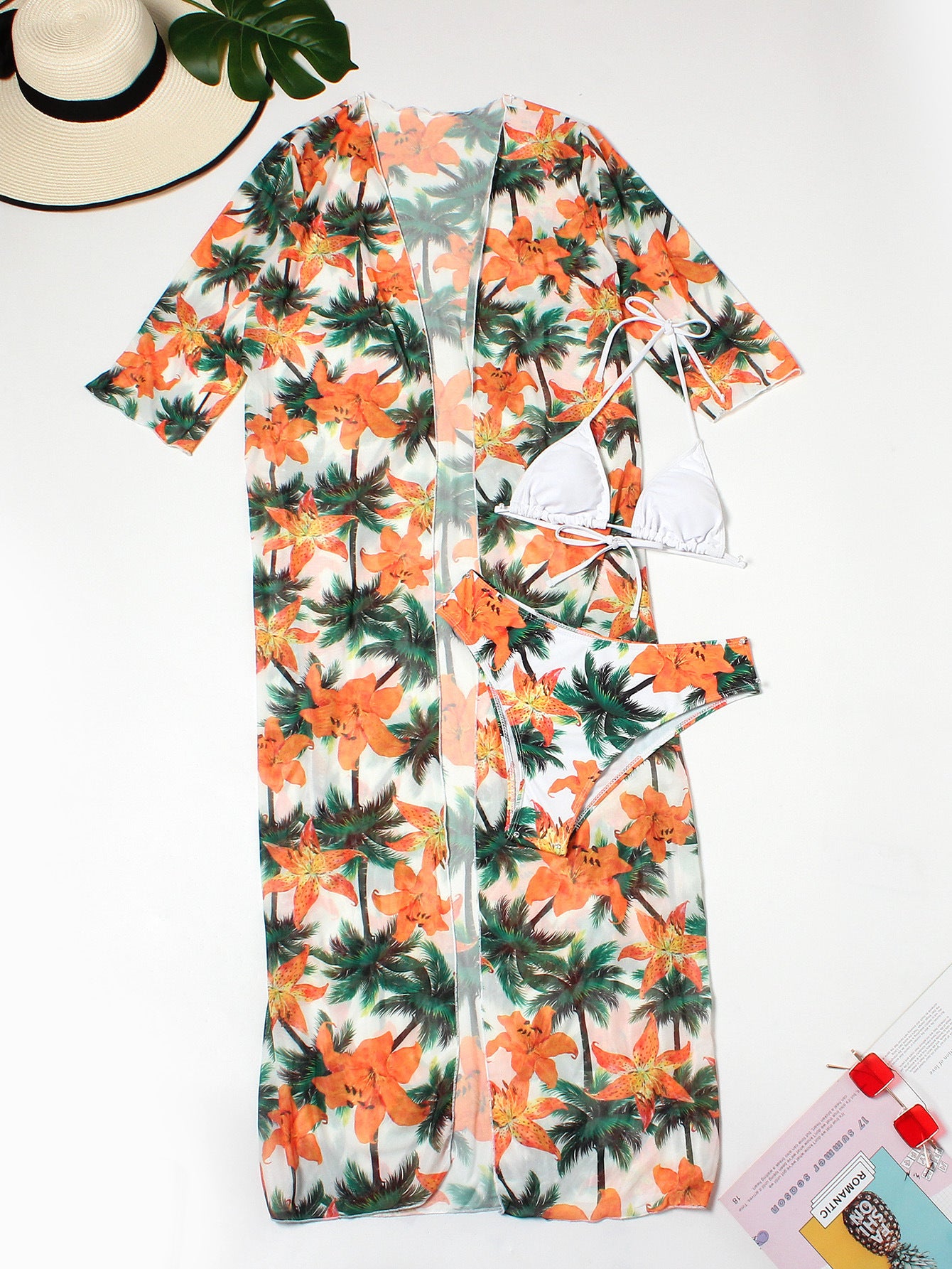 Fashion Blouse Split Three-piece Set For Women