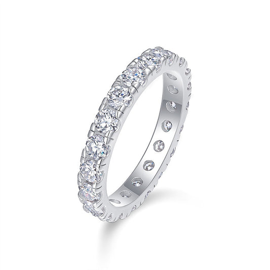 Spring Breeze For Ten Miles - A Wedding Ring Set With 0.1-carat Top-quality Moissanite S925 Silver And Platinum-plated Diamond Can Be Inspected With A Diamond Pen