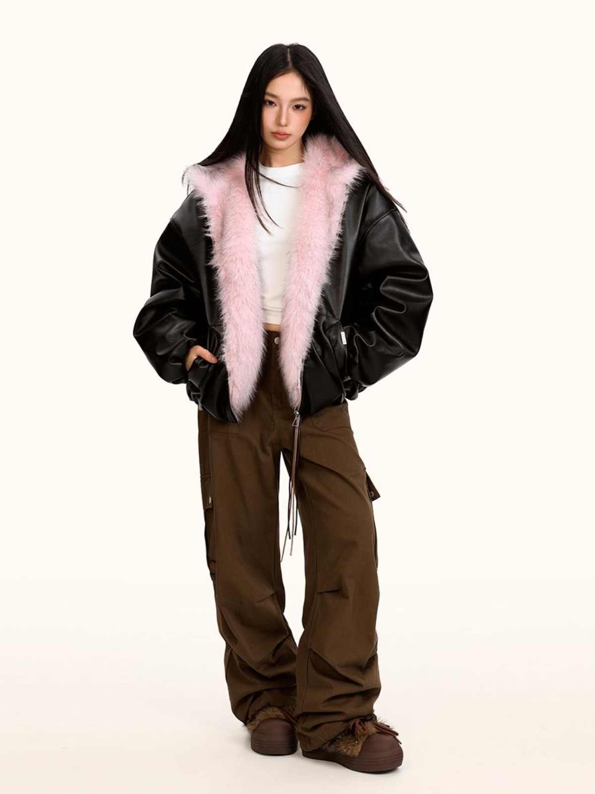 Male And Female Trendy Brand PU Leather Jacket Hooded Autumn And Winter