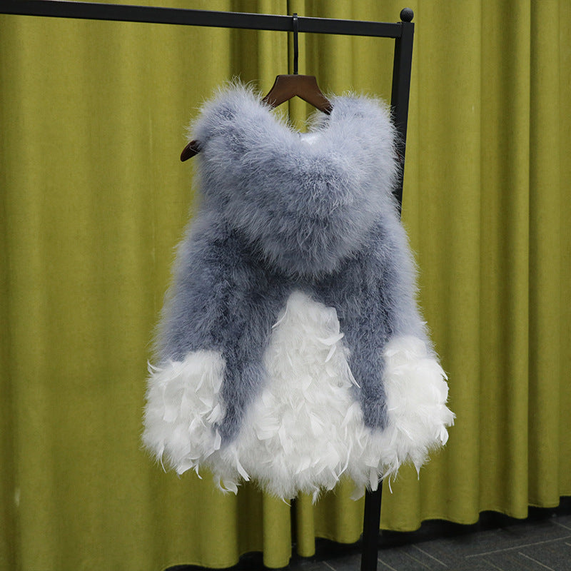 Women's Simple Ostrich Hair Lace Fur Vest