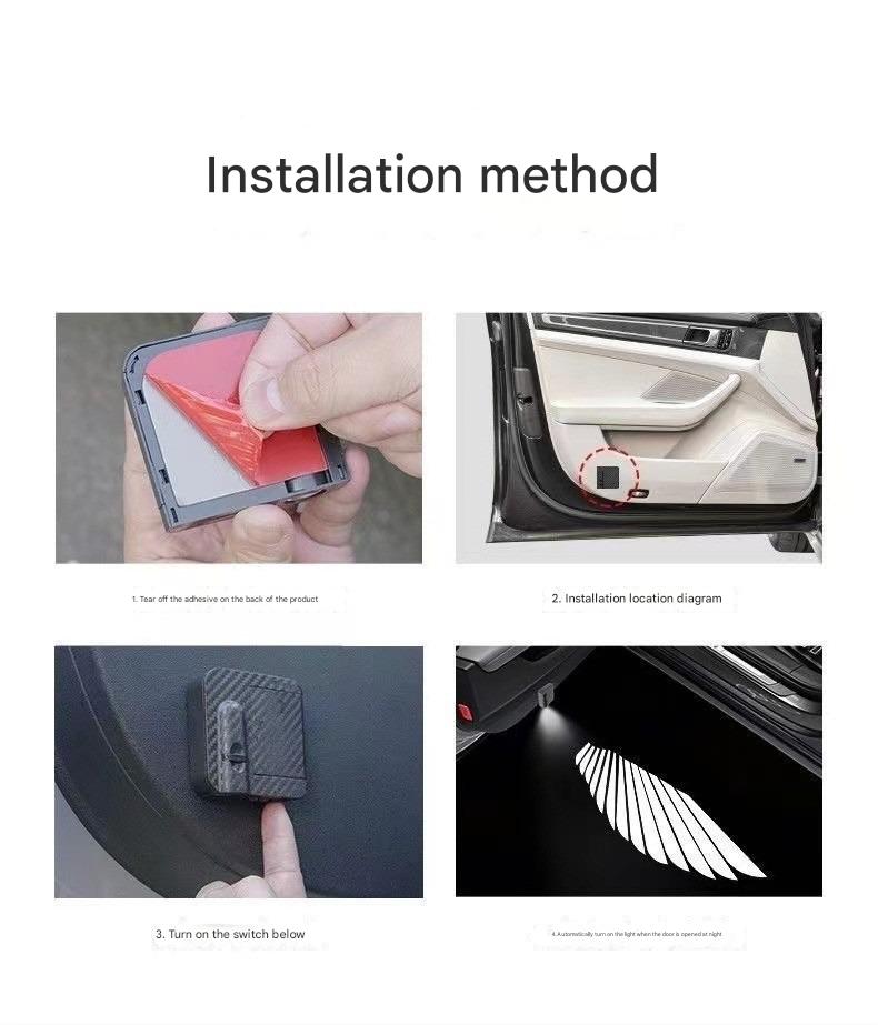 Car Welcome Light Wireless Carbon Fiber Pattern Infrared Door Sensor Projection Light Ambient Light