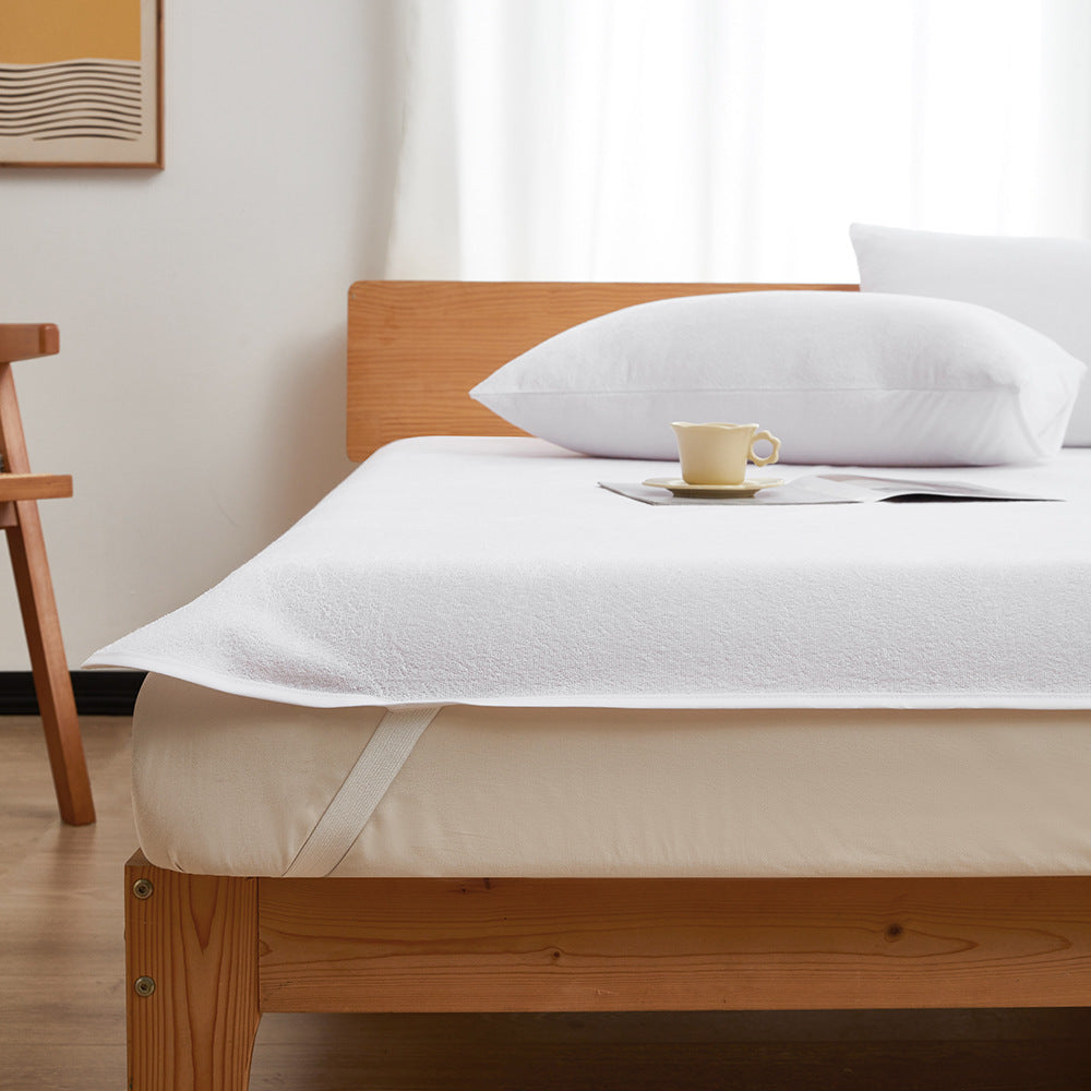 Towel Cloth Lace-up Waterproof Mattress Protector Solid Color Bedspread