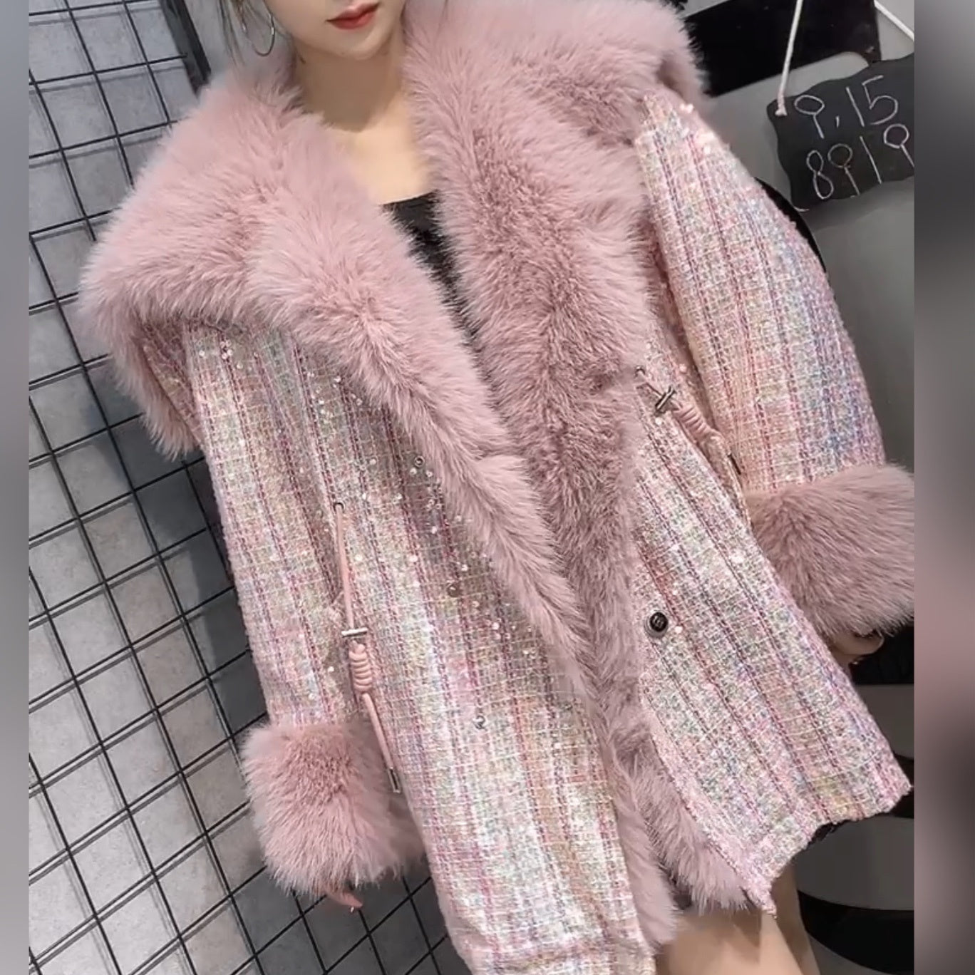 Women's Woolen Wool One-weight Sequined Casual Jacket
