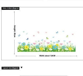 Flower Stickers Skirting Line Decoration Hyaloid Membrane Waterproof Wall Stickers