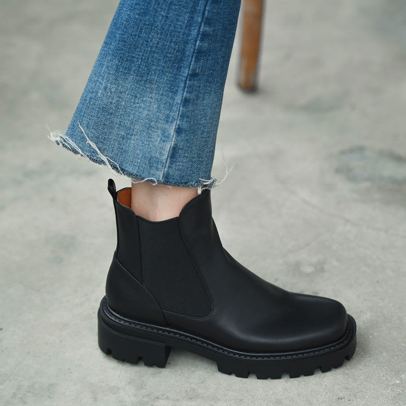 Women's Martin Boots With Square Heel Platform Ankle Boots