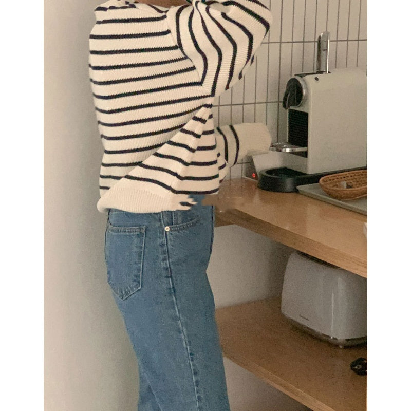 Striped Sea Urchin Knitted Long Sleeve Cardigan Trend