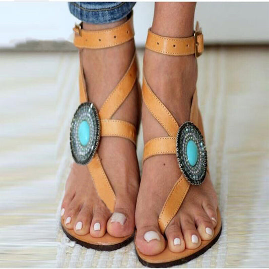 Rhinestone Compass Roman Sandals Plus Size Women's Shoes