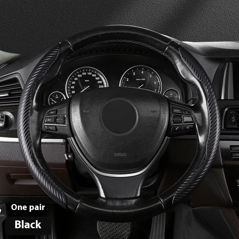 Steering Wheel Cover Sweat-absorbent Suede Carbon Fiber Pattern Protective Cover