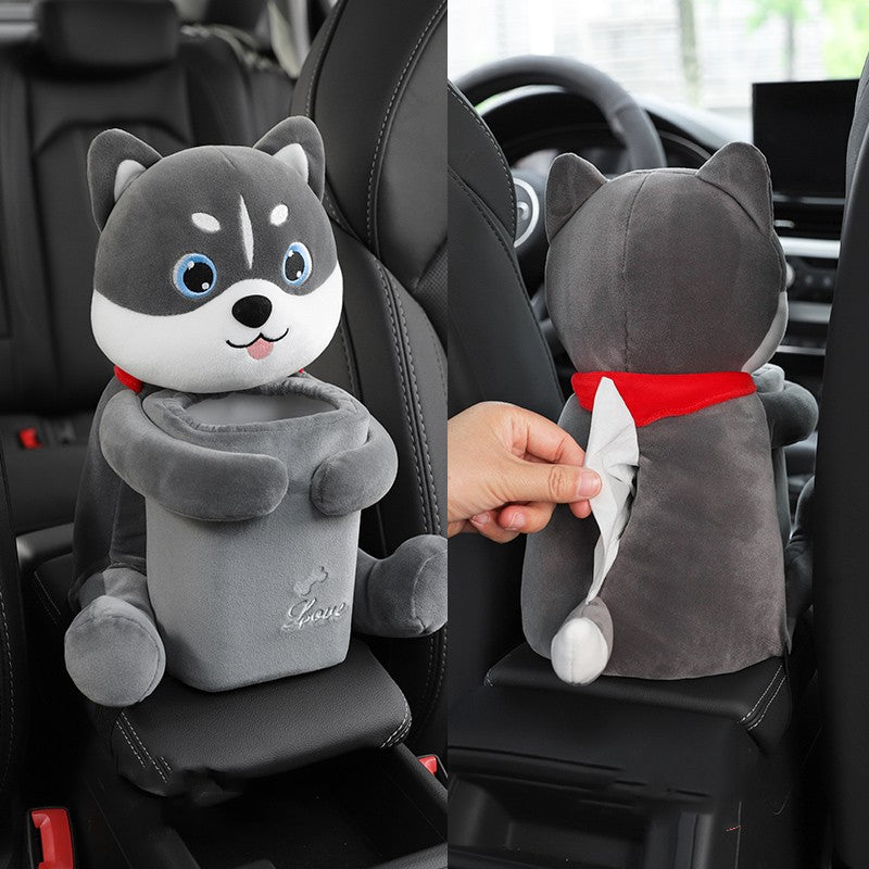 Creative Car Tissue Box Trash Can Two-in-one Cute Armrest Box Pumping Paper Box