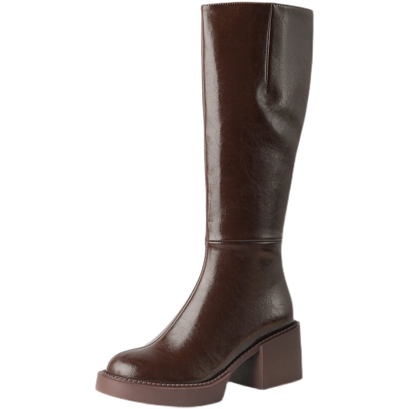 Small Thick-soled Women's Boots Platform Dark Brown