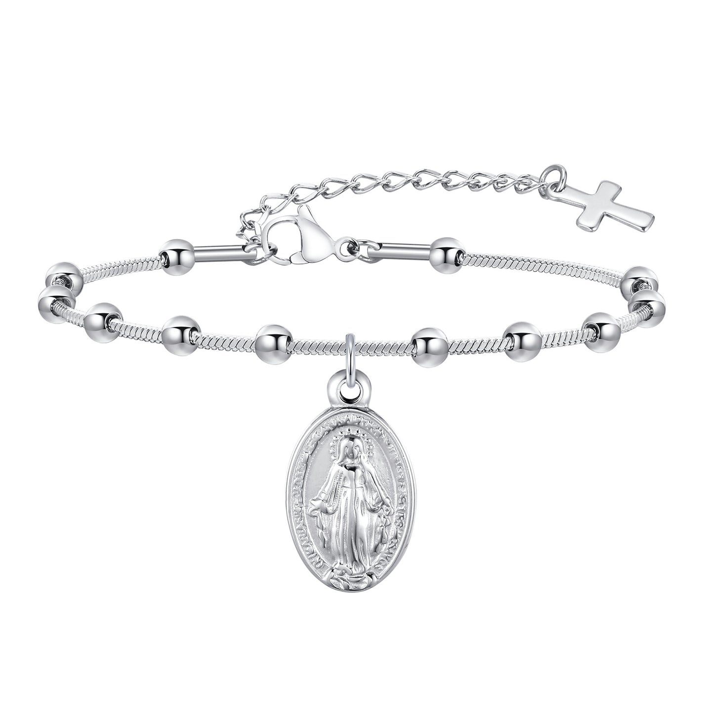 Cross Oval Stainless Steel Bracelet