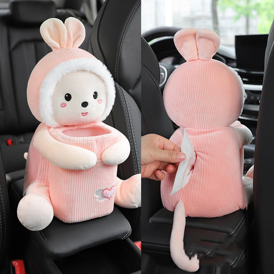 Creative Car Tissue Box Trash Can Two-in-one Cute Armrest Box Pumping Paper Box