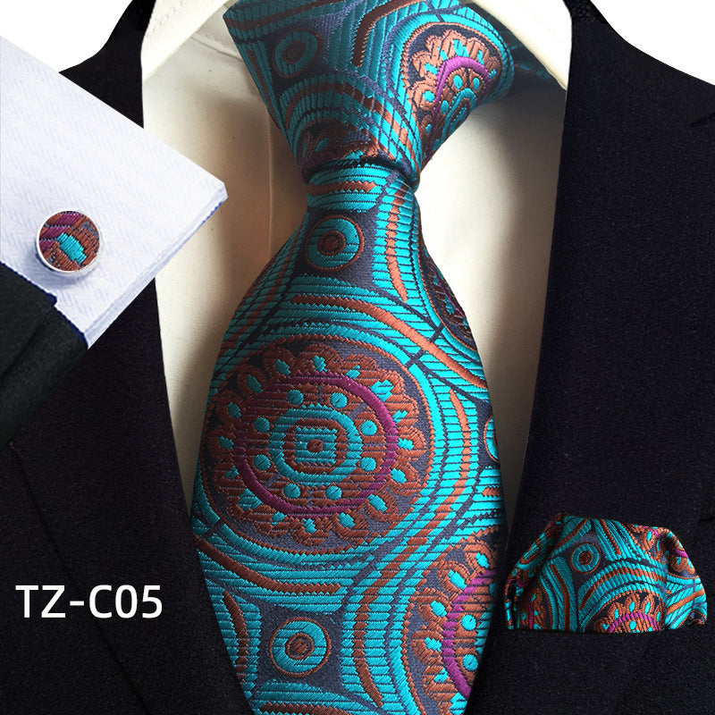 Waist Flower Men's Tie Pocket Towel Cuffs Three Piece Suit