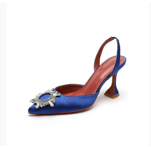 Baotou Dew Heel Plus Size Rhinestone Buckle Shoes