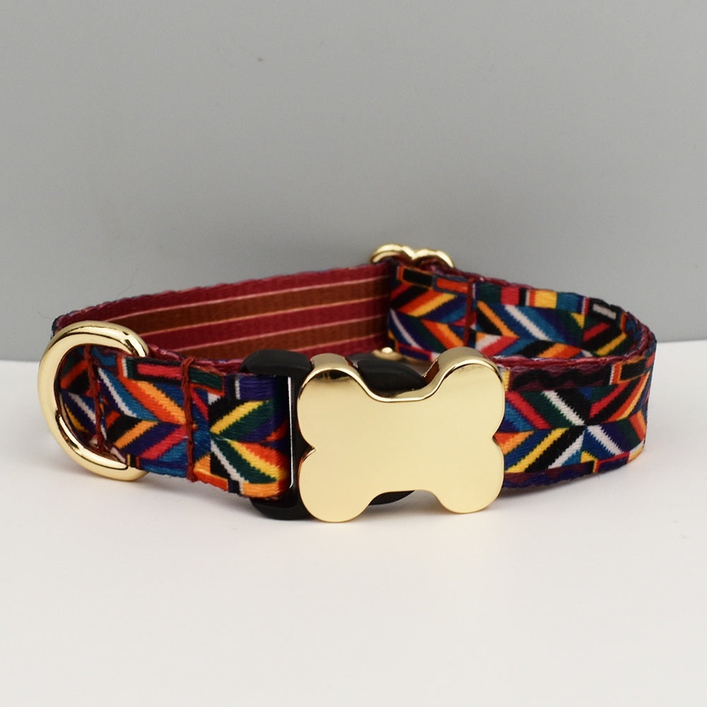 Ethnic Style Webbing Bone Buckle Printed Pet Collar