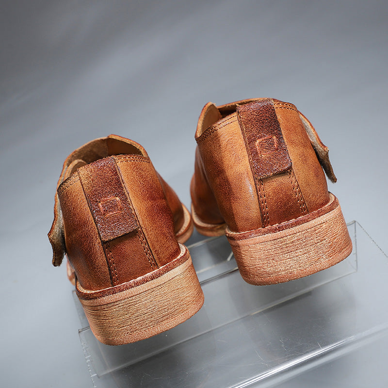 Women's Top Layer Cowhide Leather Sole Heightened Casual Large Scalp Shoes