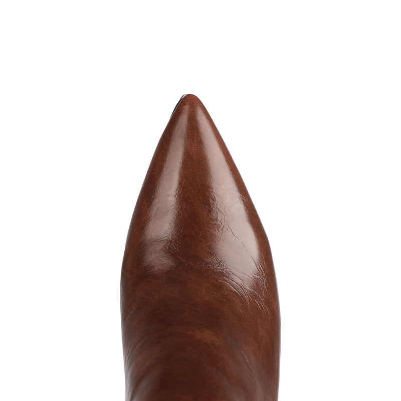 Pointed Side Zipper Thick Heel Over-the-knee Boots Women's Shoes