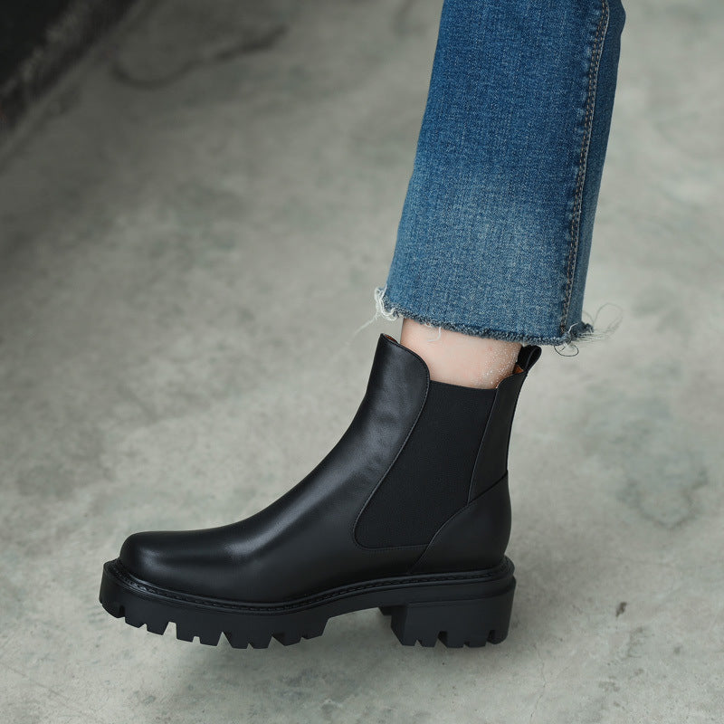 Women's Martin Boots With Square Heel Platform Ankle Boots